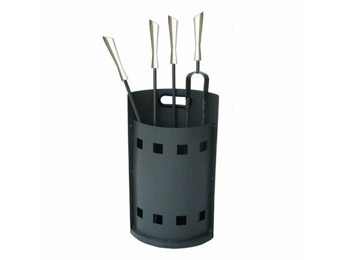 Utensílios para a Lareira DKD HOME DECOR Aço Inoxidável Aço 4 Peças