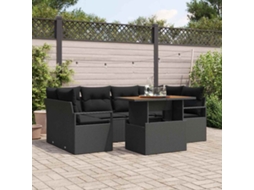 Vidaxl Conjunto De Sofá De Jardim 7 Unid. Preto Rattan Sintético