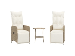 Maison Exclusive - Cadeiras De Jardim Reclináveis 2 Pcs Com Mesa Vime Pe Bege