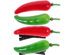 Presilhas de cabelo Criativas em formato de pimenta, conjunto com 4 unidades.