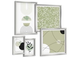 Conjunto De Pinturas Formas Vegetais Abstratas Espelharte (5 Peças)