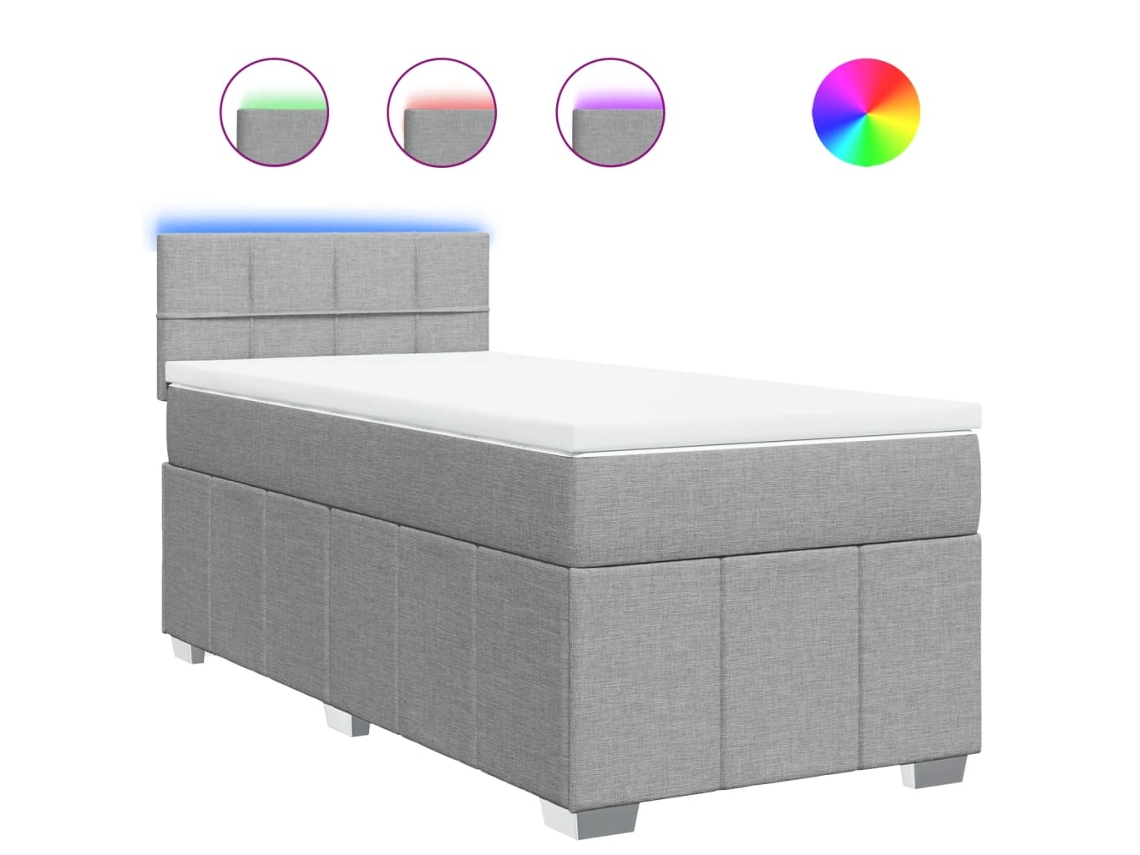 Box Spring Bed, Box Spring Beds Vidaxl Cinzeto Tecido (90 X 200 Cm)