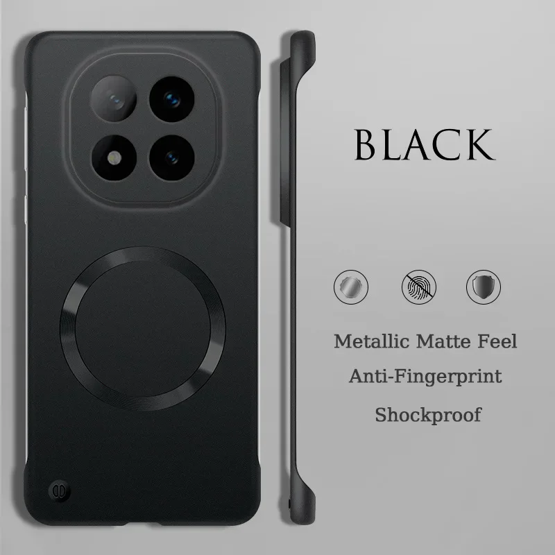 (preto, Redmi Note 14 Pro) Capa Protetora Magnética Ultrafina E Luxuosa, Sem Moldura De Metal, Com Super Proteção Contra Impactos.