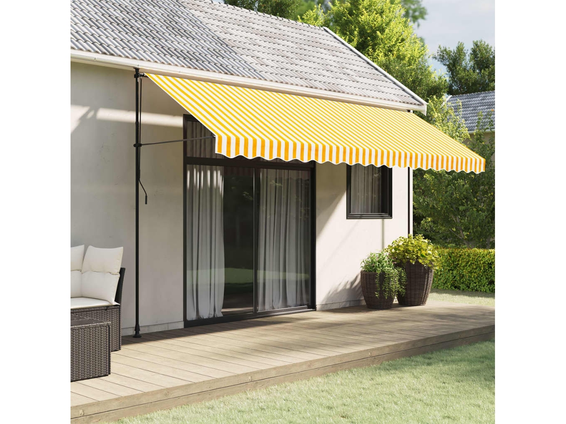 Vidaxl Tecido Substituição P/ Sanefa Toldo 4,5 M Riscas Amarelo/branco