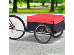Reboque De Carga Para Bicicleta 2 Rodas, Preto E Vermelho Resistente E Versátil Para Passeios De Bicicleta Liptaptyn