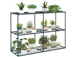 Suporte Plantas 3 Níveis Aço 143x48x100cm Verde