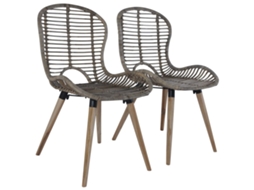 Vidaxl Cadeiras De Jantar 2 Pcs Vime Genuíno Castanho