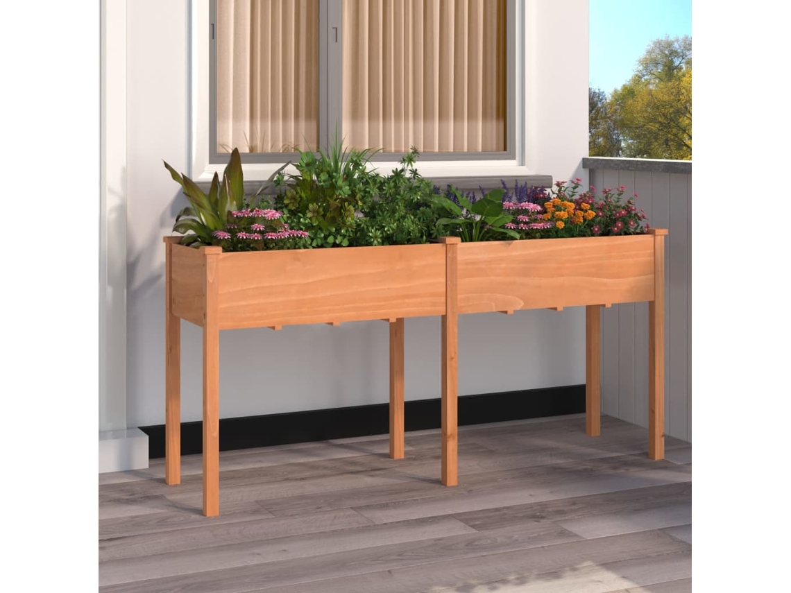 Vidaxl Vaso/floreira C/ Forro 161x45x76 Cm Abeto Maciço Castanho