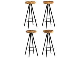 Vidaxl Cadeiras De Bar 4 Pcs Madeira De Mangueira Maciça