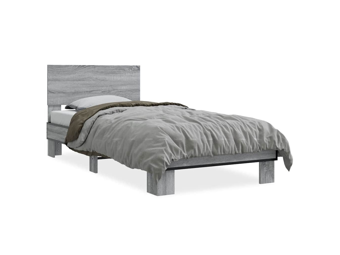 Bed Frame, Bed Frames Vidaxl Cinzeto Madeira Processada (75 X 190 Cm)