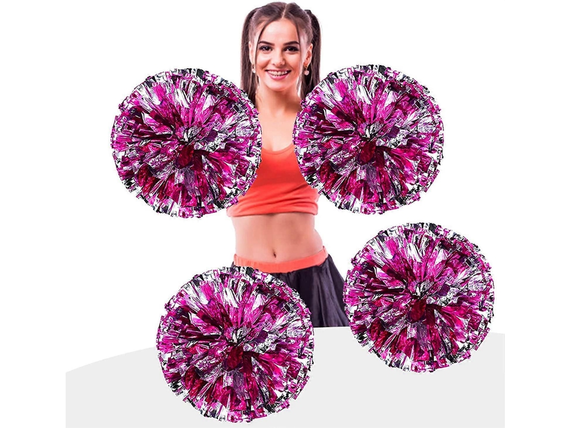 4 Pompons Metálicos De Torcida, 9,8 Polegadas, Kit Premium.