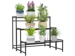 Suporte Metálico Resistente De 3 Níveis Em Formato Escada, Para Decoração De Interior E Exterior