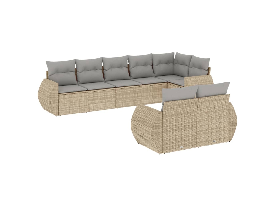 Maison Exclusive - 8 Pcs Conjunto De Sofás P/ Jardim Com Almofadões Vime Pe Bege