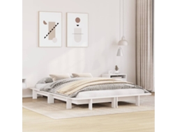 Vidaxl Cama Sem Colchão 120x190 Cm Madeira De Pinho Maciça Branco