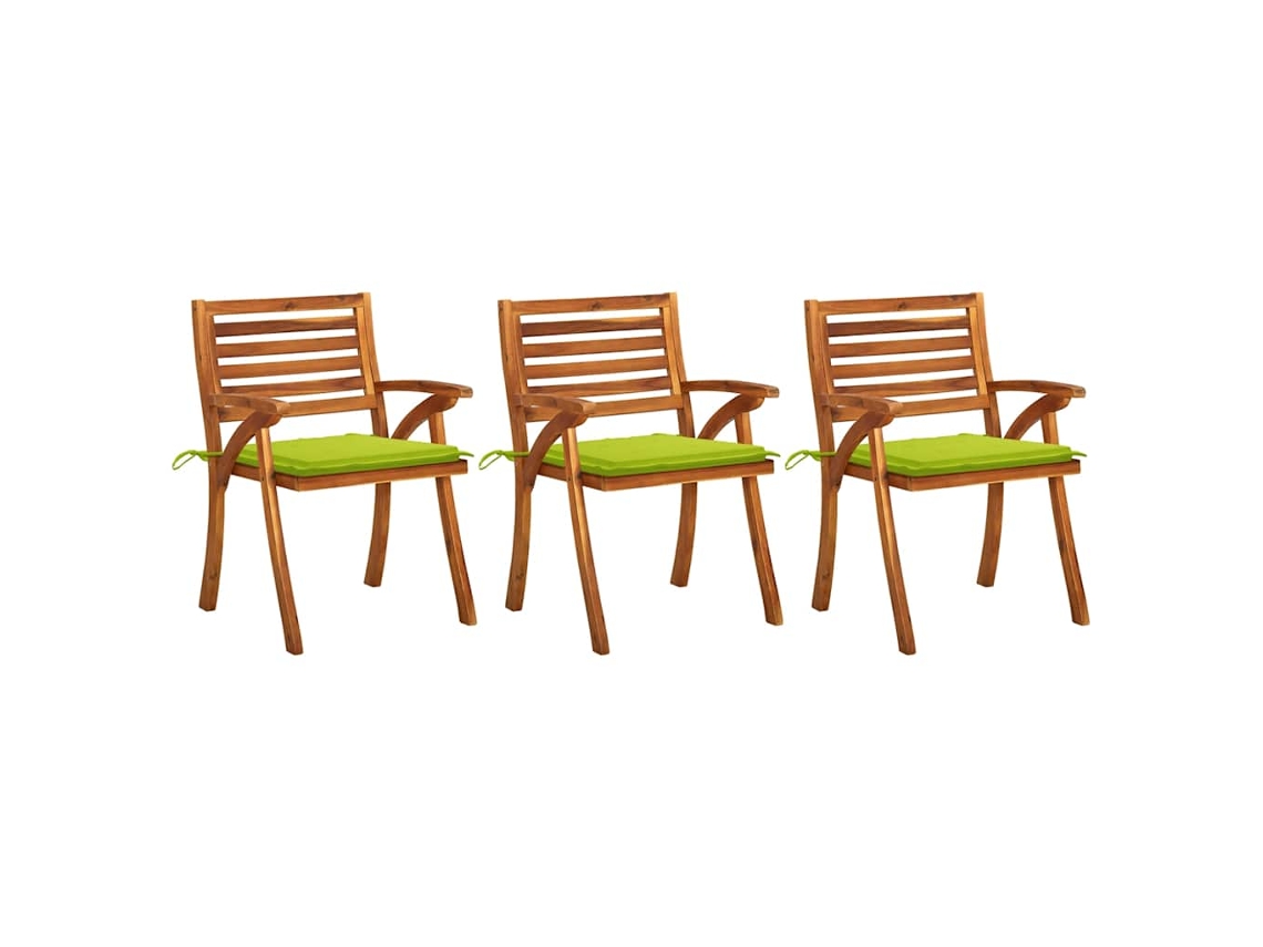 Vidaxl Cadeiras De Jantar Jardim C/ Almofadões 3 Pcs Madeira Acácia