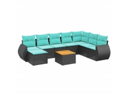 Conjunto de Sofá de Jardim, 5 Peças, Almofadas, Rattan Preto MAISON EXCLUSIVE
