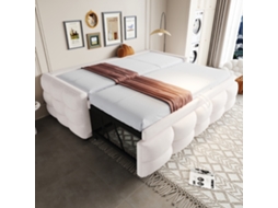 Sofá Cama Extensível Teddy Veludo Bege 90/180x190cm Sem Colchão