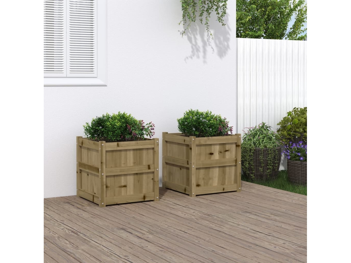 Vidaxl Vasos/floreiras De Jardim 2 Pcs Madeira De Pinho Impregnada