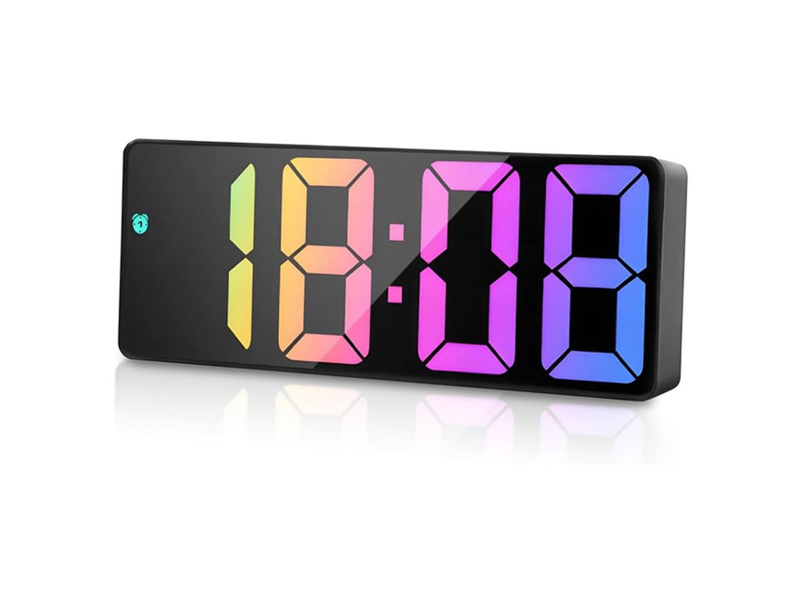 Relógio Digital Led Grande – Despertador Digital – Design Simples – Relógio Quarto E Secretária – Plástico – Preto