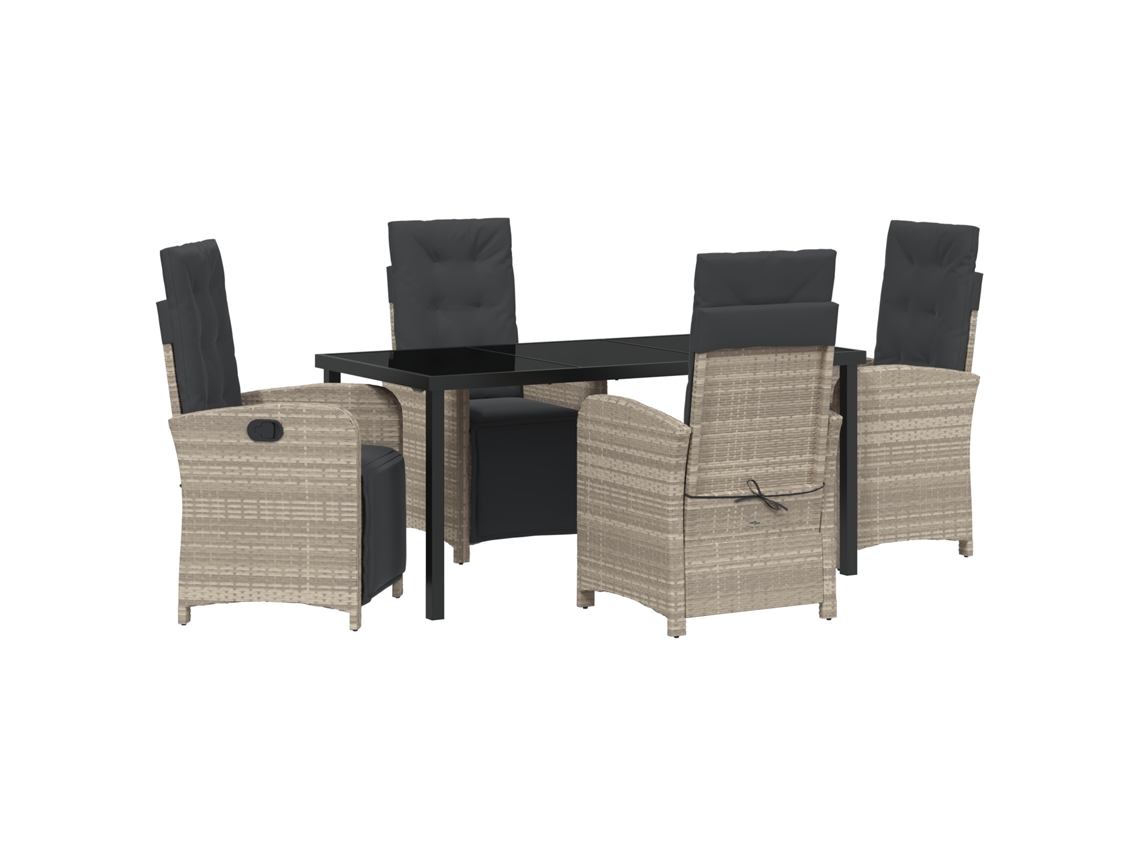 Conjunto 5 De Jantar Para O Jardim Com E Almofadas Vidaxl Cinza Claro Em Rattan Poly