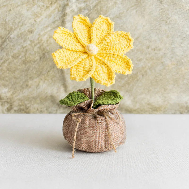 Plantas Fofas Em Vasos De Crochê Com Flores