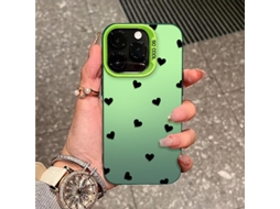 Capa Para Iphone 17 Pro Laser Heart H318p1 Verde Com Pontos Em Formato De Coração