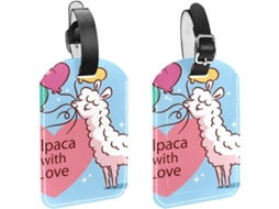 Conjunto De 2 Etiquetas Identificação Bagagem Com Estampa Alpaca Em Fundo Azul Evitar A Perda Malas E Bagagens