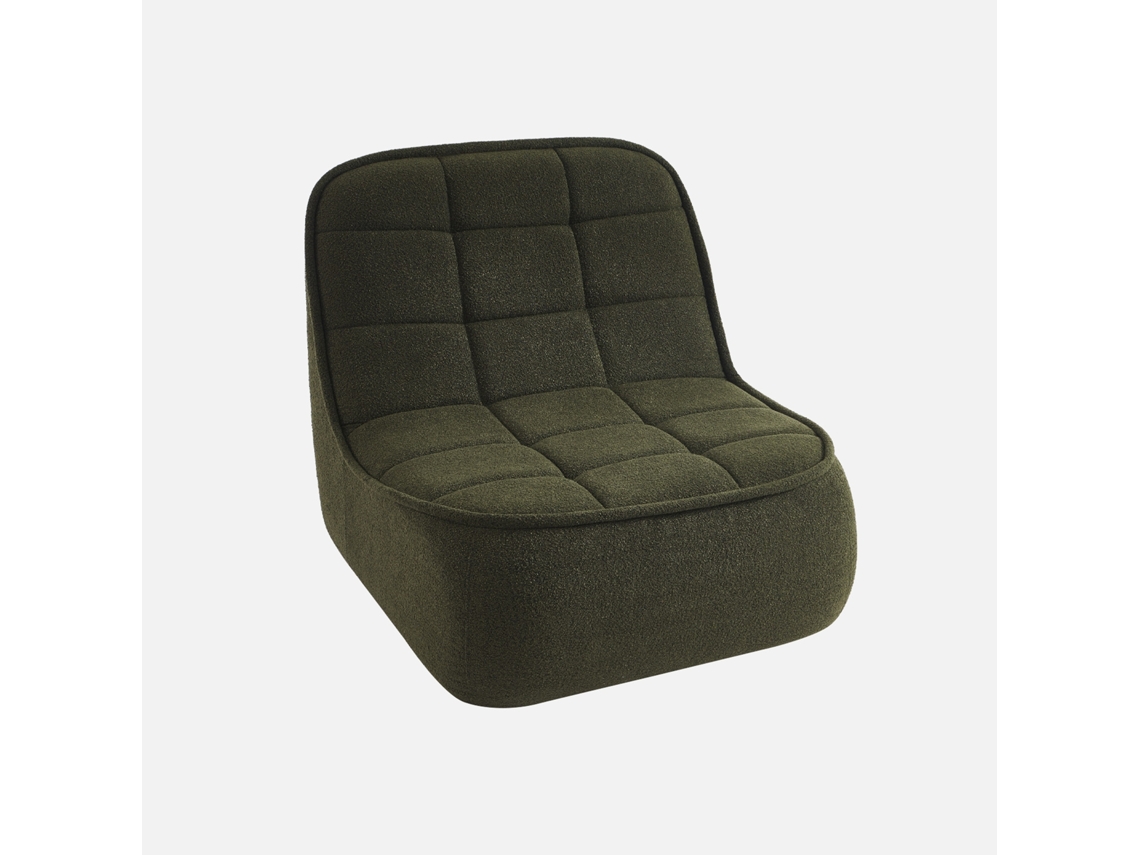 Cadeira Confortável Em Boucle Texturizado, 1 Lugar, Verde Caqui Sweeek