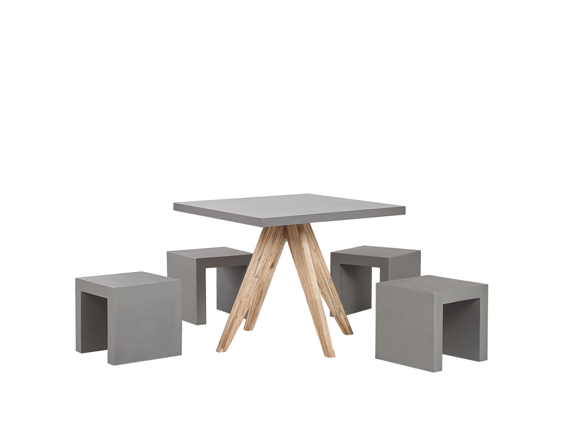 Conjunto De Refeição De Jardim Beliani Olbia/taranto De Cimento Com Fibra Cinzento 90x90x76