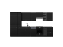 Cozinha Fame-line, 355cm, Pt Mármore, Preto Listrado/anfacito, Antracito, Vicco