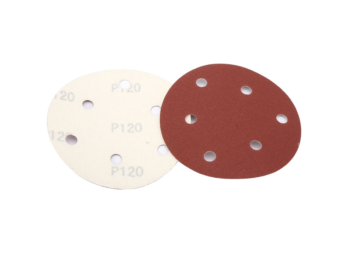100 Peças De Lixa Flockeada De 125mm (5 Polegadas) Com 6 Buracos, Disco De Fundo De Veludo (120)