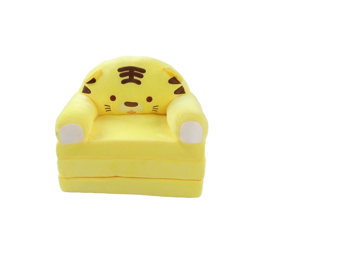 Sofá infantil dobrável 2 em 1, pelúcia macia, com braços, amarelo S/MARCA