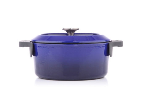 Cocotte Redonda em Ferro Fundido WOLL Cor: Azul Cobalto Diâmetro: 20 Cm