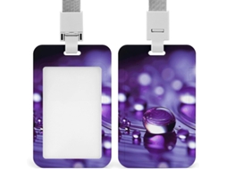 Porta Crachá Roxo Em Formato De Gota, Protetor De Cordão Vertical, Capa Plástica Impermeável, Estojo Crachá