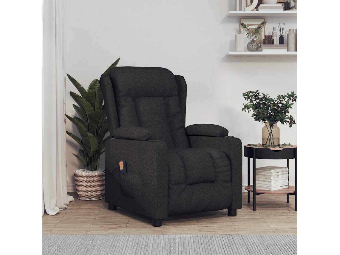 Vidaxl Poltrona de Massagens Tecido Preto