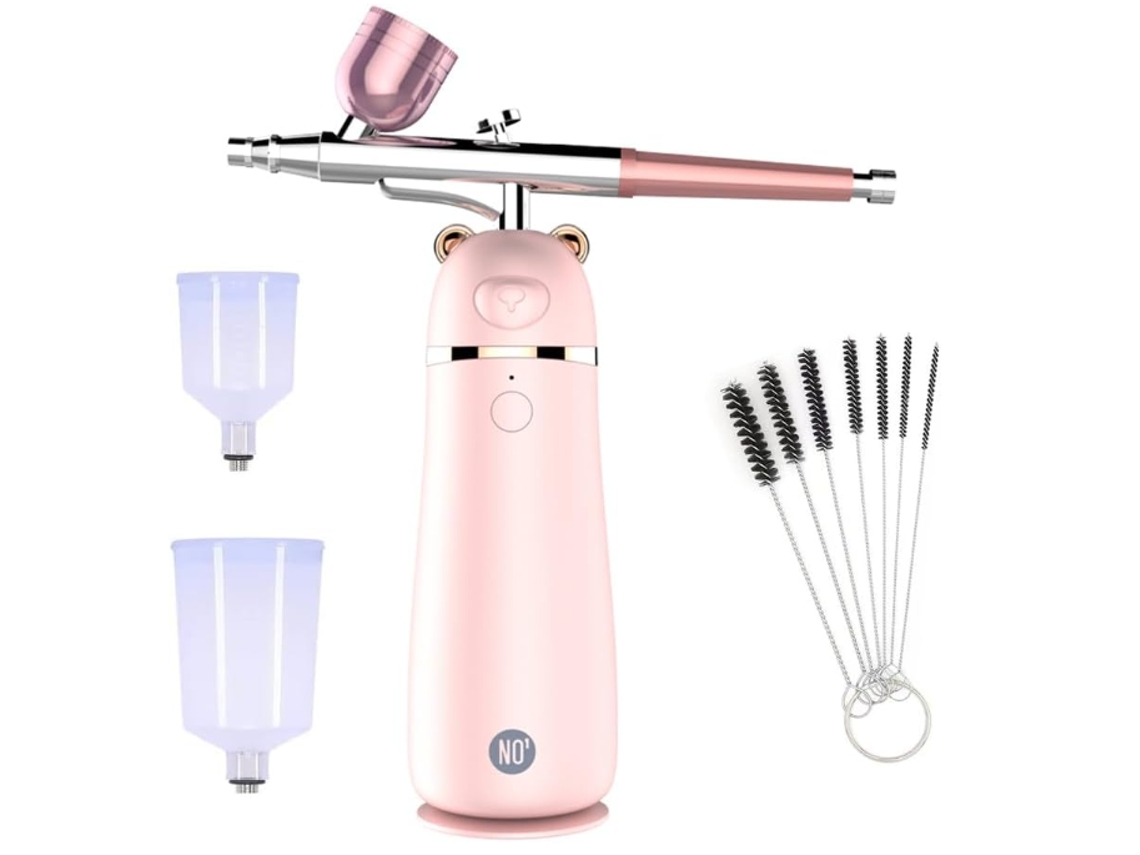 Kit de aerógrafo recarregável com compressor Zyy240309 8zzy rosa