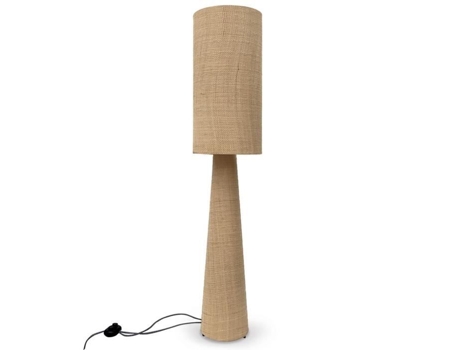 Luminária De Pé De Ráfia Com Borda Natural Natural 130x30 Cm Tradilinge