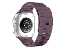 Bracelete para Apple Watch 46/49/45/44mm Silicone Magnético com Pino Único e Relevo de Cavalo Roxo cereja XIAOMOYU