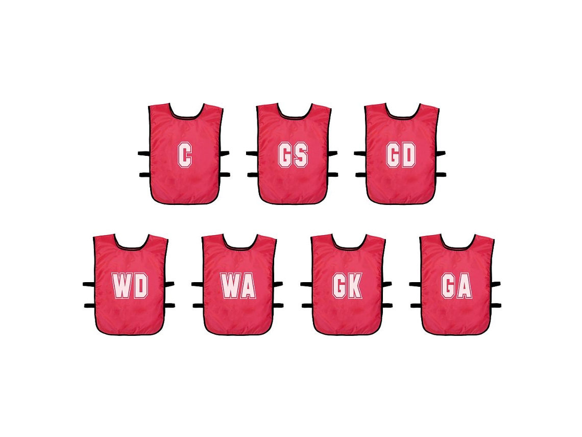 Conjunto De Coletes De Treino De Netball Precision Para Adultos, Em Malha Respirável Vermelha.