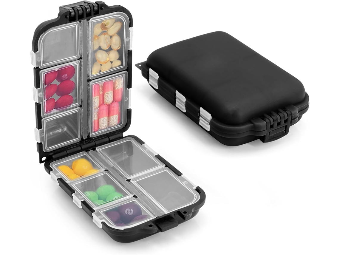 Porta, Comprimidos, Estojo De Viagem Para Medicamentos Com 10 Compartimentos, Mini Estojo Para Comprimidos(preto)