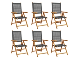 Maison Exclusive - Cadeiras Jardim Reclináveis 6 Pcs Vime Pe/madeira Maciça Preto