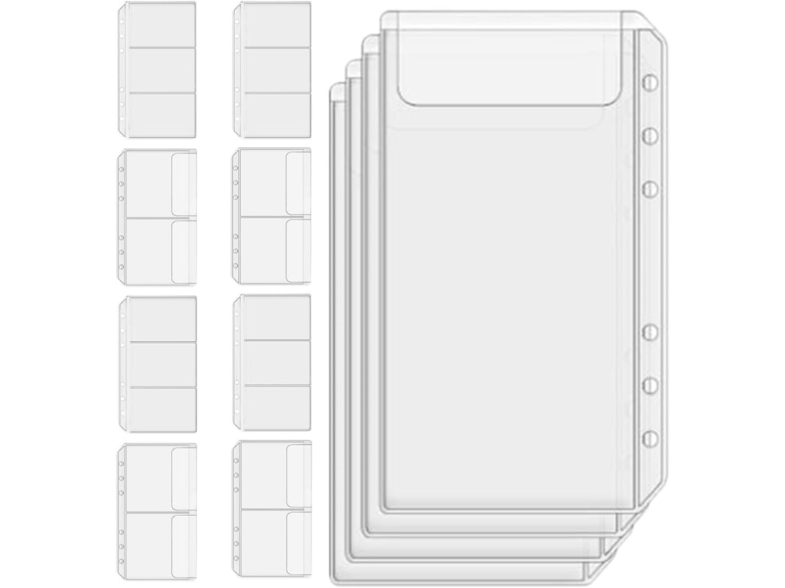 Pastas transparentes Aboofan tamanho A6, pacote com 12 unidades, plástico resistente, vários compartimentos, para