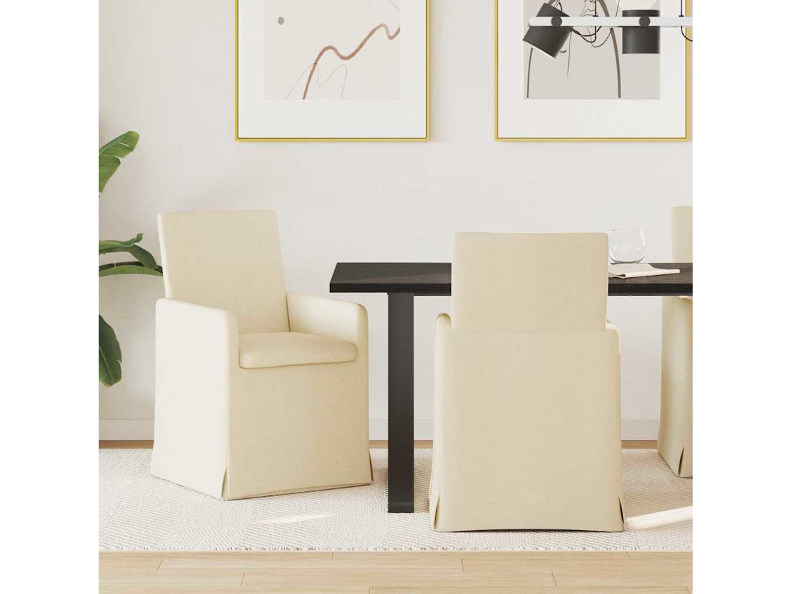 Vidaxl Cadeiras De Jantar 2 Unid. Tecido Creme 57 X 67 X 95 Cm