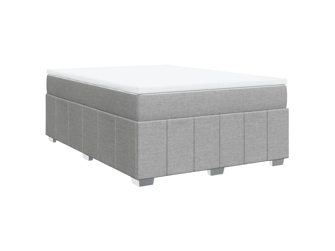 Cama Box Spring Vidaxl Cinzeto Tecido (190 X 140 X 46 Cm)