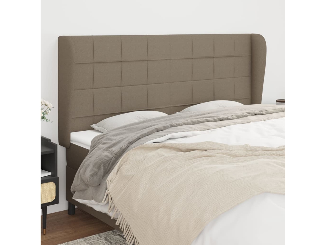 Cabeceira Camapainel De Cabeceira Abas Tecido 203x23x118/128 Cm Cinza Acastanhado Lovely Home