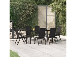 Vidaxl 7 Pcs Conjunto De Jantar Para Jardim Vime Pe Preto