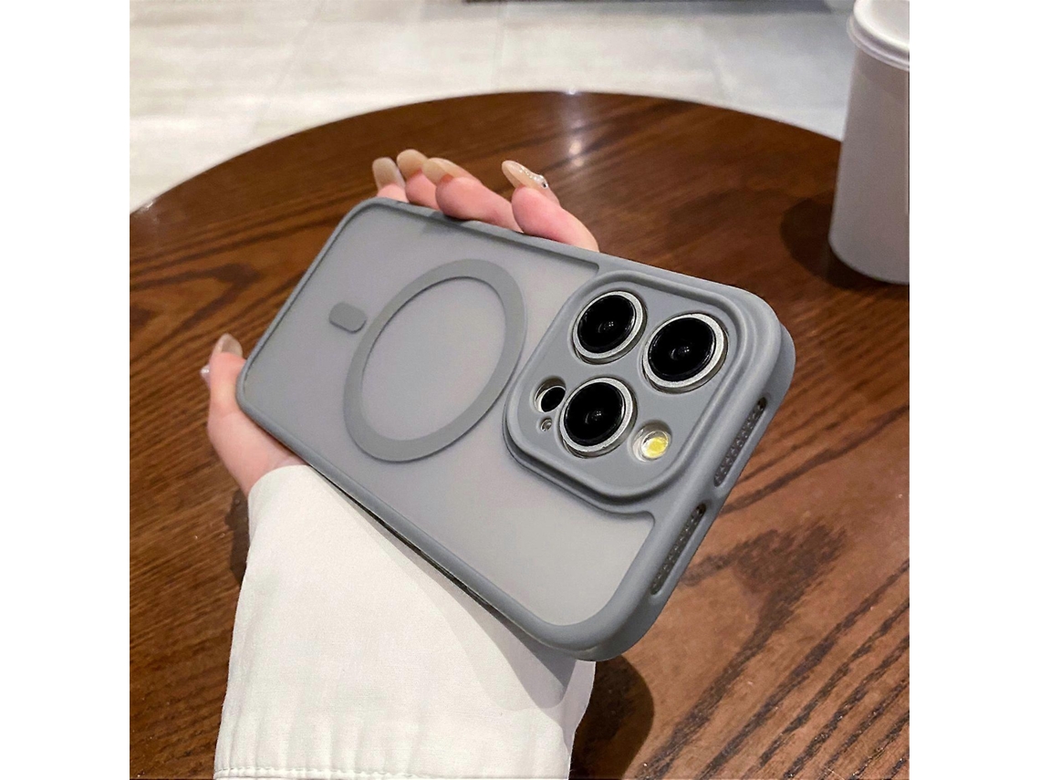 Capa Para Iphone 15 Pro Max Compatível Com Magsafe Pctpu Com Dissipação De Calor - Cinza