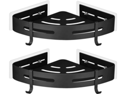 Conjunto De 2-prateleiras Triangulares, Organizador De Parede Sem Furos, Borda Preta, Design De Nível Duplo, Ferramentas