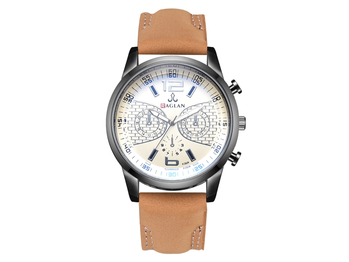 Relógio de pulso masculino de quartzo com pulseira elegante em couro PU (marrom)