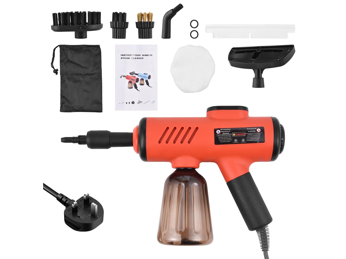 Limpador a Vapor Portátil 10s Aquecimento Rápido 3 Temperaturas 600ml com 7 Acessórios para Casa e Carro